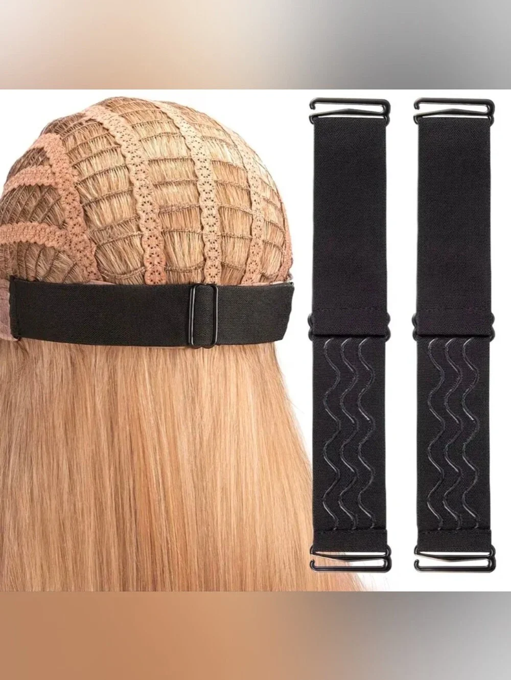 2PK Adjustable Black Elastic Wig Grip Band - Secure Hold